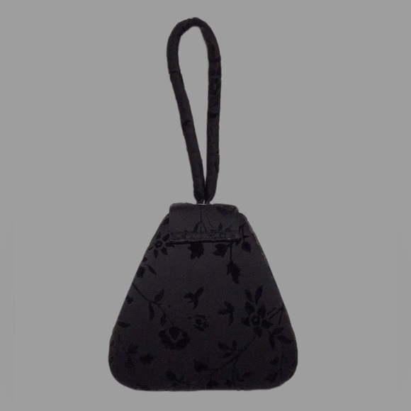 Kf Ltd. Black Velour Flocked Evening Bag w/Loop Handle & Braided Crossbody Strap - Picture 2 of 10